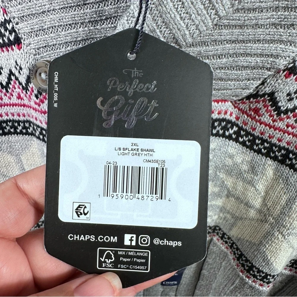Chaps Gray Patterned Men's Sweater Size XXL